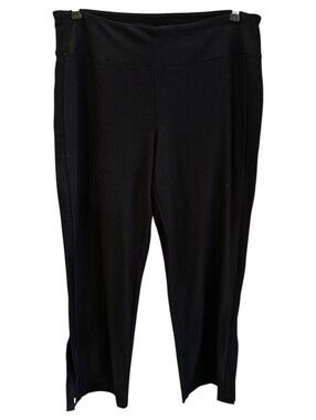 NEW Eileen Fisher Washable Stretch Crepe Boot Cut Split Hem Pants Large Black